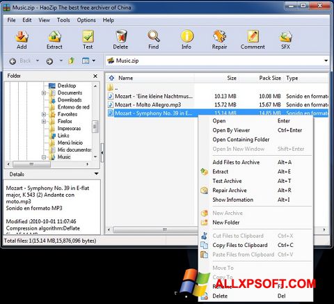 Zrzut ekranu HaoZip na Windows XP