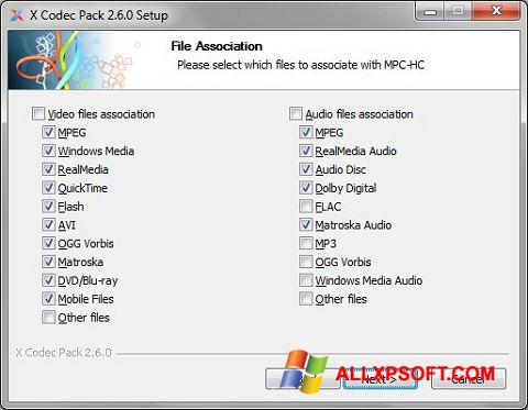 Zrzut ekranu X Codec Pack na Windows XP