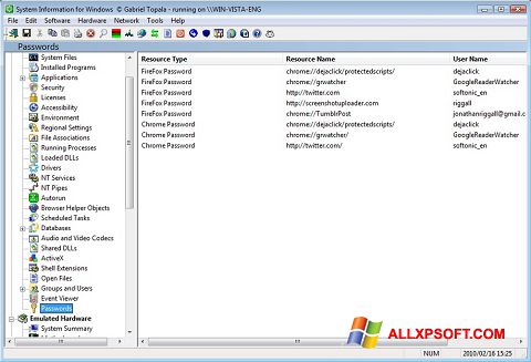 Zrzut ekranu SIW na Windows XP