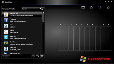 Zrzut ekranu HP SimplePass na Windows XP