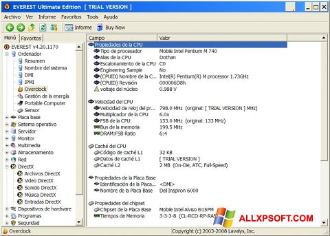 Zrzut ekranu EVEREST Ultimate Edition na Windows XP