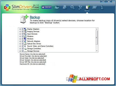 Zrzut ekranu SlimDrivers na Windows XP