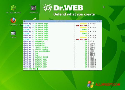 Zrzut ekranu Dr.Web LiveCD na Windows XP