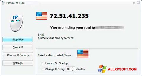 Zrzut ekranu Hide IP Platinum na Windows XP
