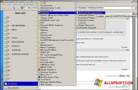 Zrzut ekranu AviSynth na Windows XP