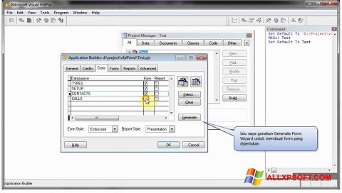 Zrzut ekranu Microsoft Visual FoxPro na Windows XP