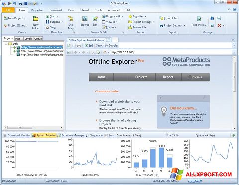 Zrzut ekranu Offline Explorer na Windows XP