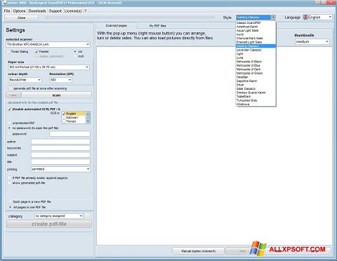 Zrzut ekranu Scan2PDF na Windows XP
