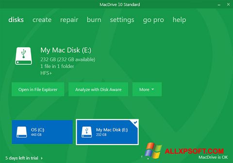 Zrzut ekranu MacDrive na Windows XP