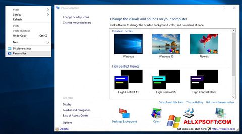 Zrzut ekranu Personalization Panel na Windows XP