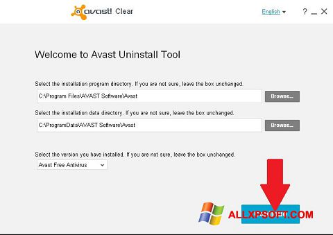 Zrzut ekranu Avast Uninstall Utility na Windows XP