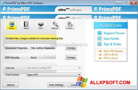 Zrzut ekranu PrimoPDF na Windows XP
