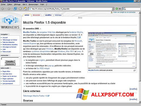 Zrzut ekranu Mozilla Firefox na Windows XP