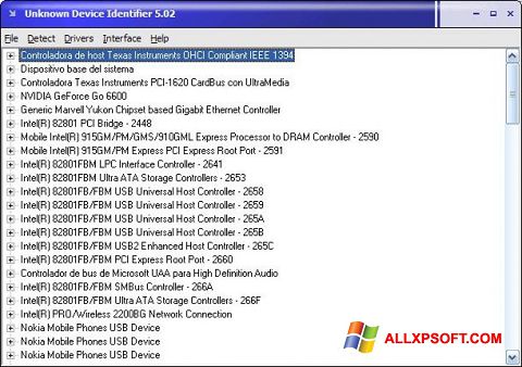 Zrzut ekranu Unknown Device Identifier na Windows XP