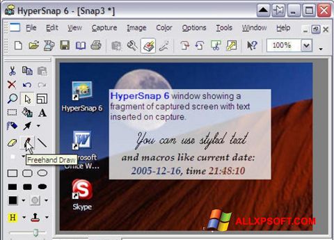 Zrzut ekranu HyperSnap na Windows XP