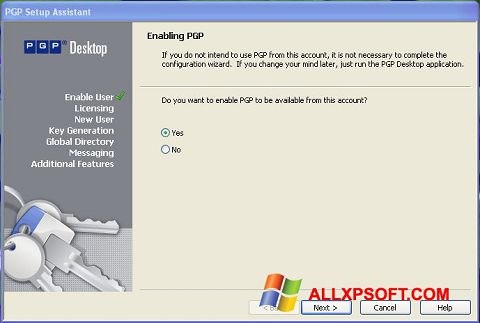 Zrzut ekranu PGP Desktop na Windows XP