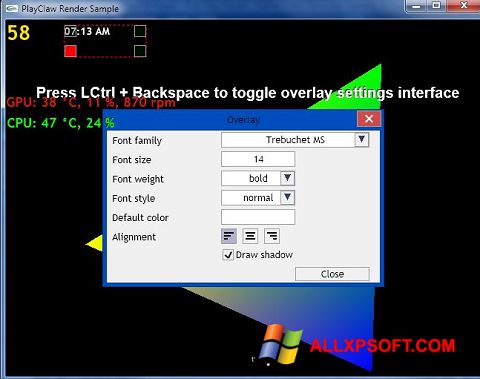 Zrzut ekranu PlayClaw na Windows XP