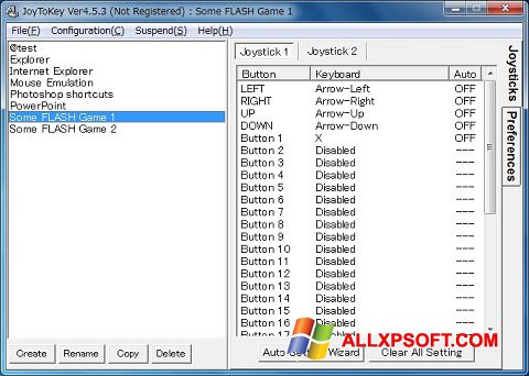 Zrzut ekranu JoyToKey na Windows XP