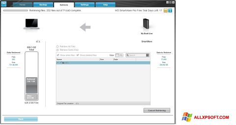 Zrzut ekranu WD SmartWare na Windows XP