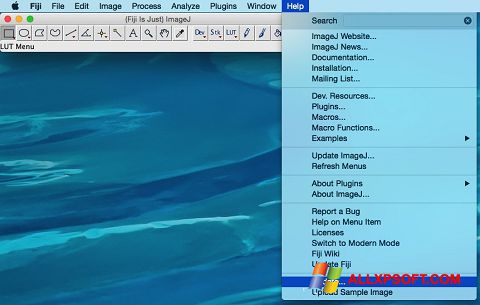 Zrzut ekranu ImageJ na Windows XP