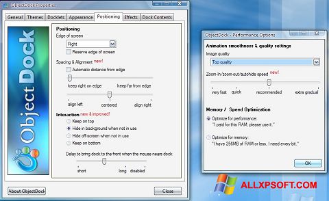 Zrzut ekranu ObjectDock na Windows XP