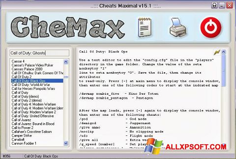 Zrzut ekranu CheMax na Windows XP