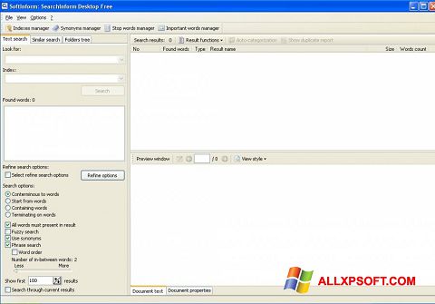 Zrzut ekranu SearchInform na Windows XP