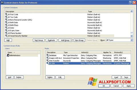 Zrzut ekranu DeviceLock na Windows XP