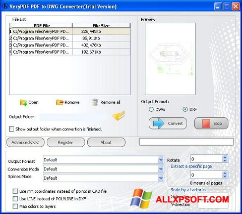 Zrzut ekranu PDF to DWG Converter na Windows XP