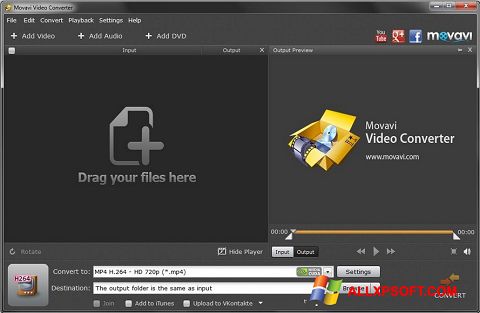 Zrzut ekranu Movavi Video Converter na Windows XP
