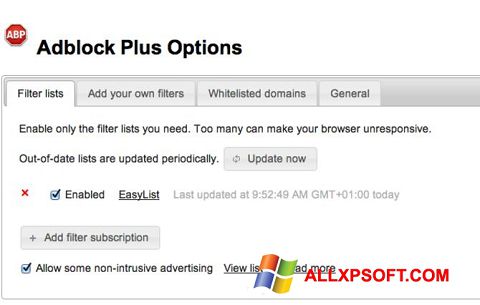 Zrzut ekranu Adblock Plus na Windows XP