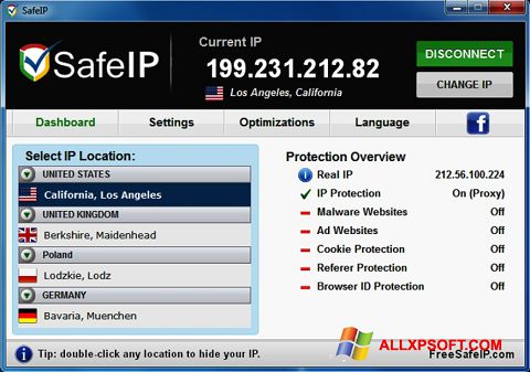 Zrzut ekranu SafeIP na Windows XP