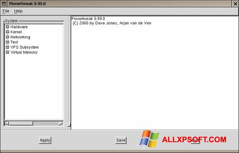 Zrzut ekranu PowerTweak na Windows XP