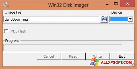 Zrzut ekranu Win32 Disk Imager na Windows XP
