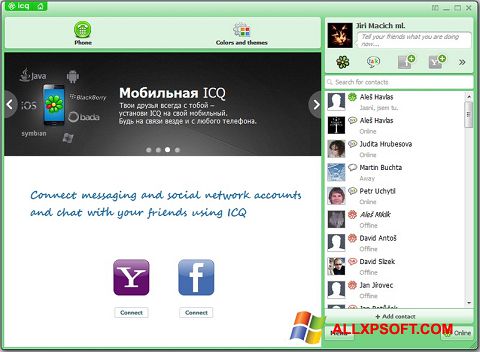 Zrzut ekranu ICQ na Windows XP