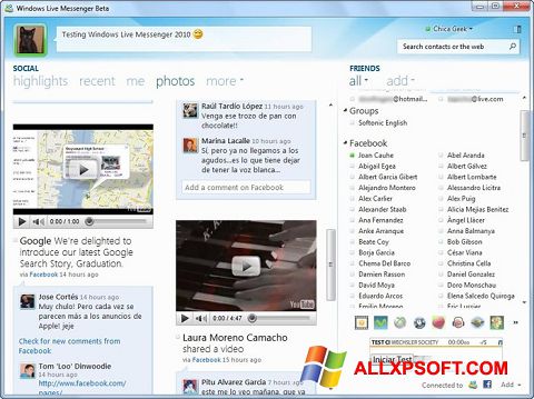 Zrzut ekranu Windows Live Messenger na Windows XP