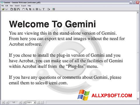 Zrzut ekranu Gemini na Windows XP