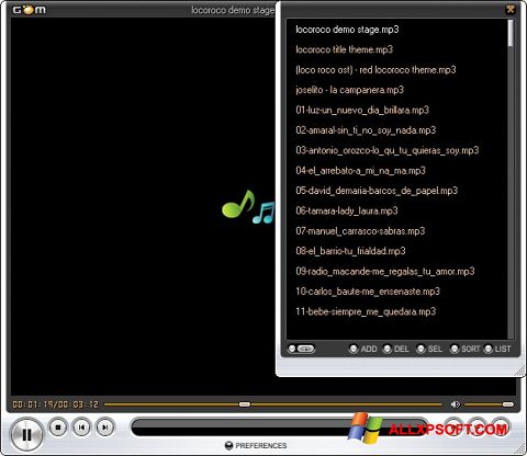 Zrzut ekranu GOM Player na Windows XP