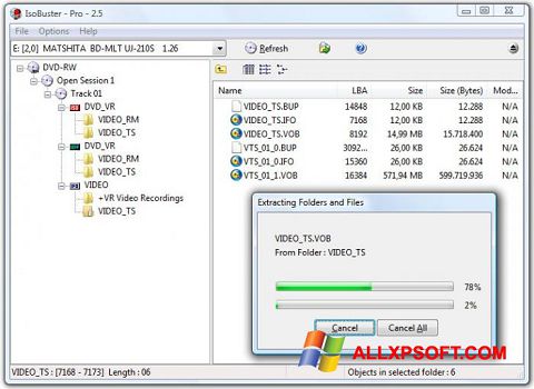 Zrzut ekranu IsoBuster na Windows XP