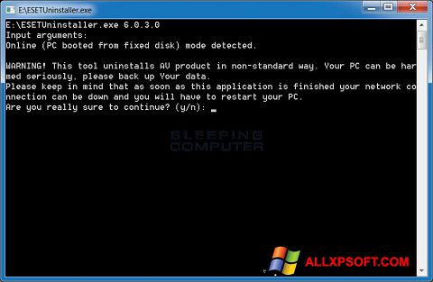 Zrzut ekranu ESET Uninstaller na Windows XP