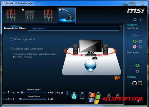Zrzut ekranu Realtek Audio Driver na Windows XP