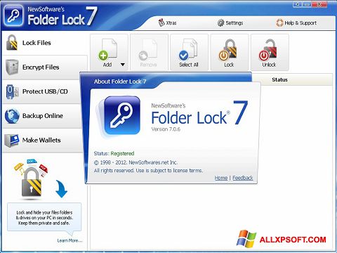 Zrzut ekranu Folder Lock na Windows XP