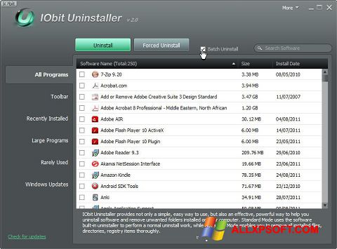 Zrzut ekranu IObit Uninstaller na Windows XP