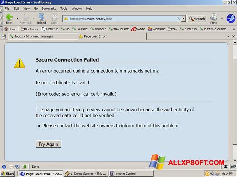 Zrzut ekranu SeaMonkey na Windows XP