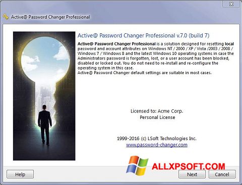 Zrzut ekranu Active Password Changer na Windows XP