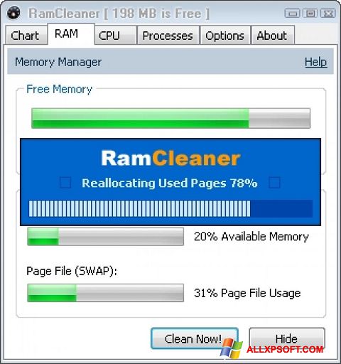 Zrzut ekranu RamCleaner na Windows XP