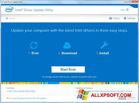 Zrzut ekranu Intel Driver Update Utility na Windows XP