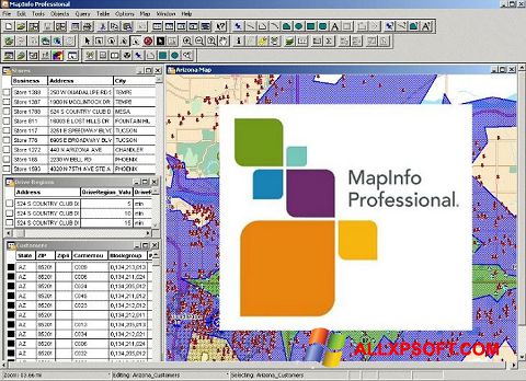 Zrzut ekranu MapInfo Professional na Windows XP
