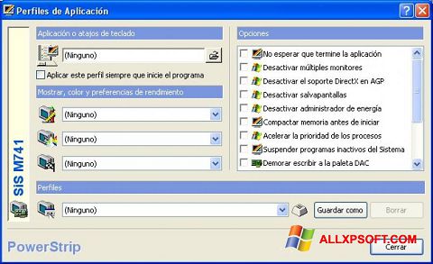 Zrzut ekranu PowerStrip na Windows XP
