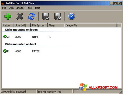 Zrzut ekranu SoftPerfect RAM Disk na Windows XP
